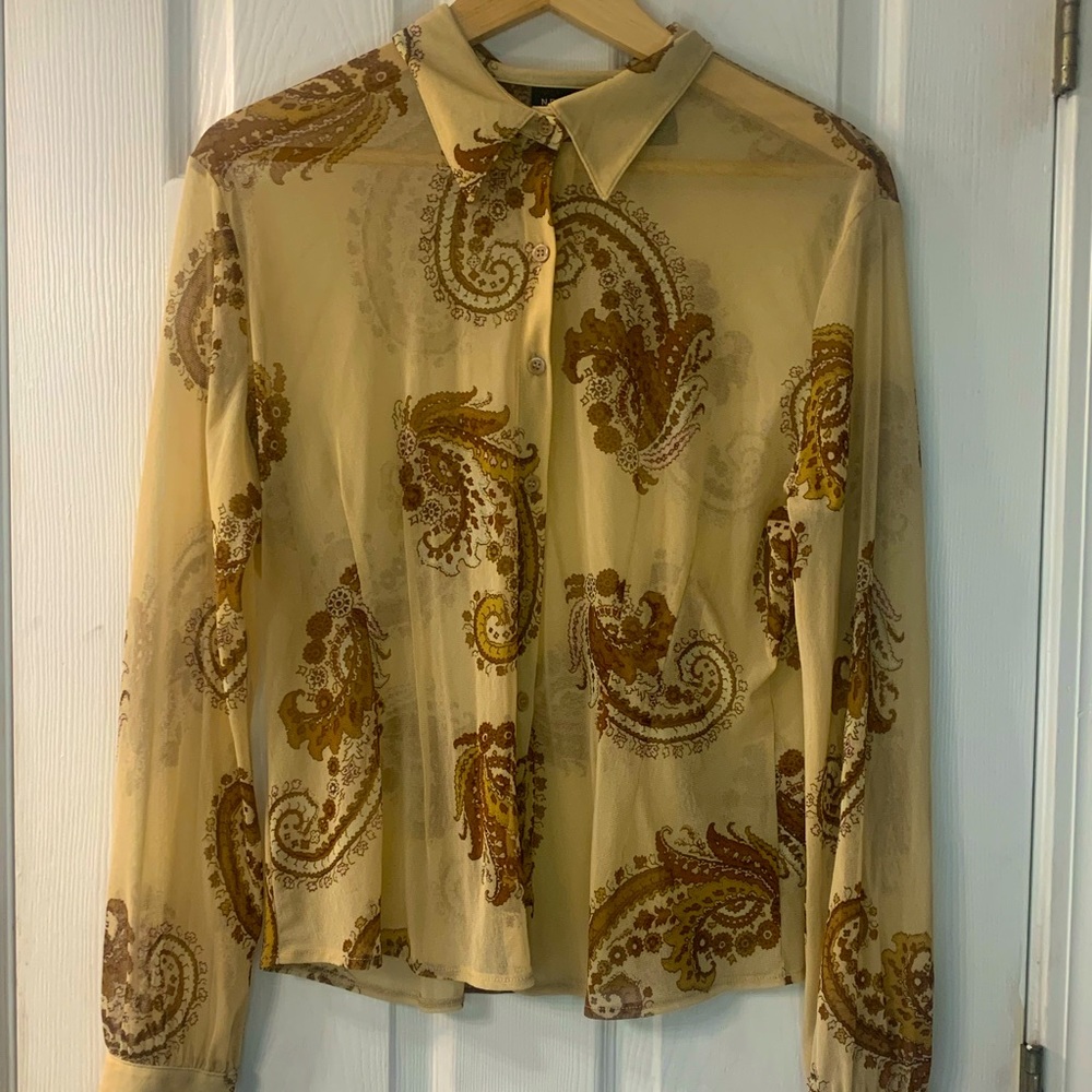 New York & Company Sheer Paisley Shirt
